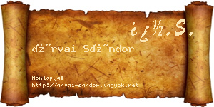 Árvai Sándor névjegykártya