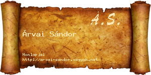 Árvai Sándor névjegykártya