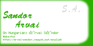 sandor arvai business card